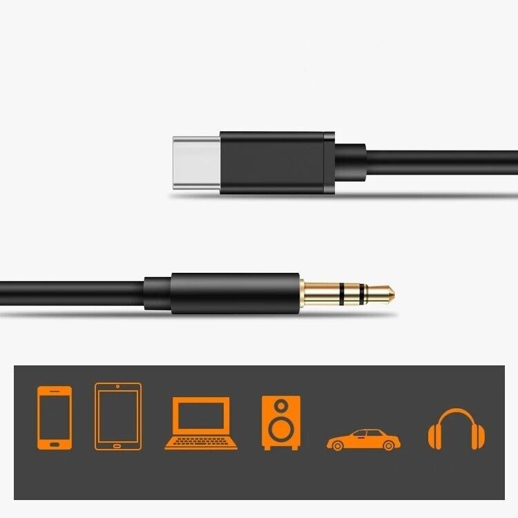USB C Aux Kabel Audio USB-C Klinke Adapter 3,5mm für Samsung, Huawei schwarz