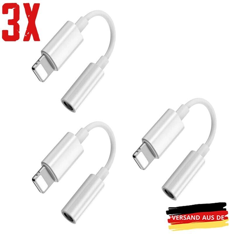 3X IOS Audio Aux 3.5mm für iPhone Adapter auf Klinke Kabel Kopfhörer Stecker 3,5