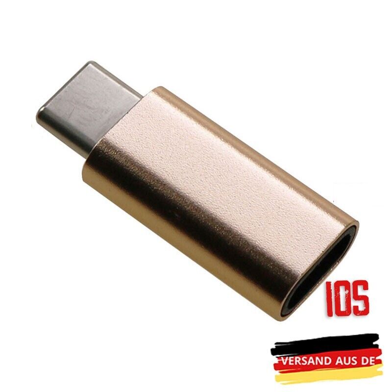 USB C auf ios Stecker Buchse Adapter Laden Datentransfer Konverter Gold AY