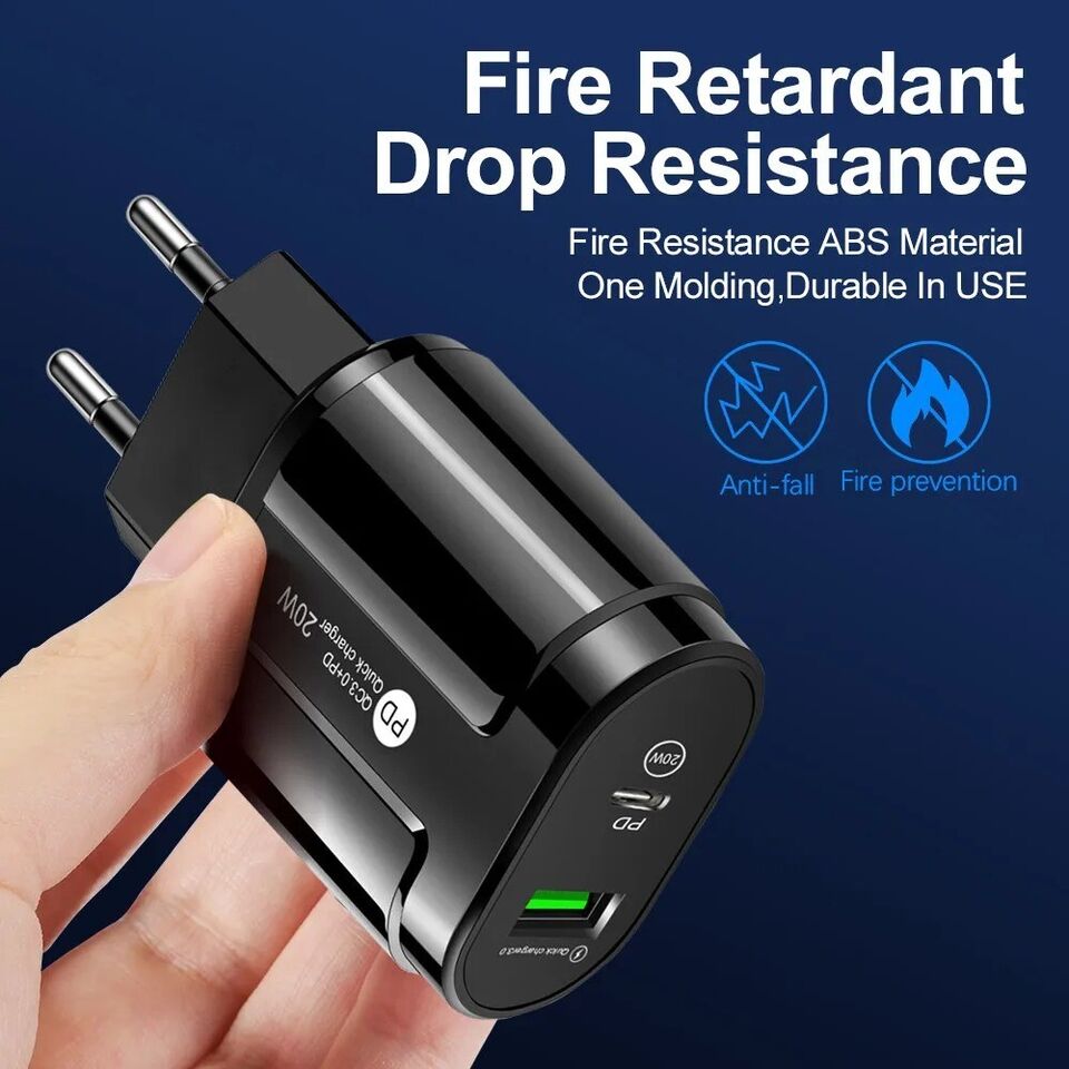 2x Hochwertiges 20W Schnellladegerät PD USB A Europäischer Stecker für Mobilte