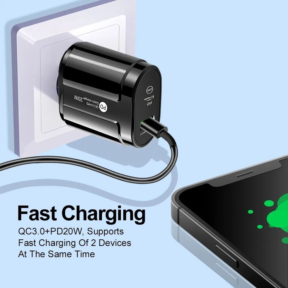 2x Hochwertiges 20W Schnellladegerät PD USB A Europäischer Stecker für Mobilte